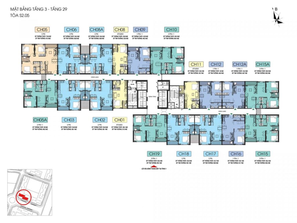 Mặt bằng tòa S2.05 Vinhomes Tây Mỗ Đại Mỗ