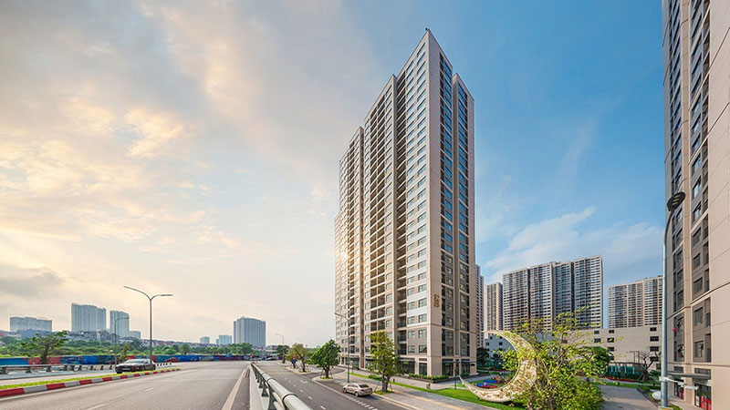 Toàn cảnh tòa Gateway Vinhomes Smart City view từ chân cầu vượt số 2