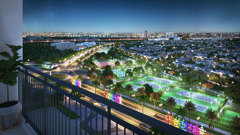 View toàn cảnh công viên thể thao từ căn hộ hướng Đông Nam S4.03