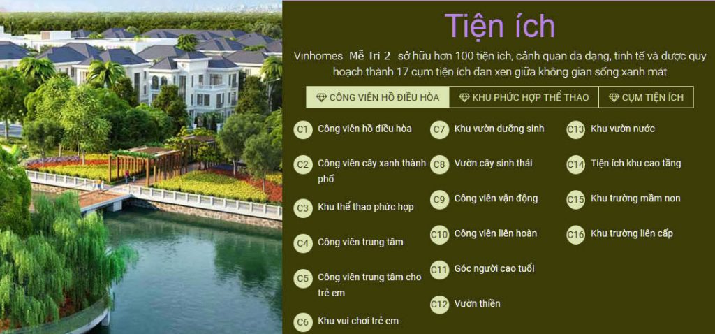 Tiện ích Vinhomes Green Bay Giai Đoạn 2